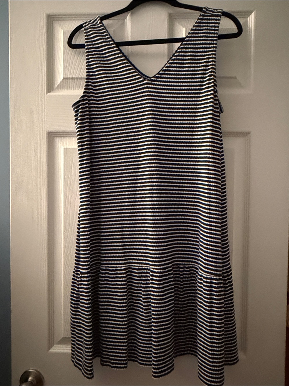 LOFT Navy and white striped dress